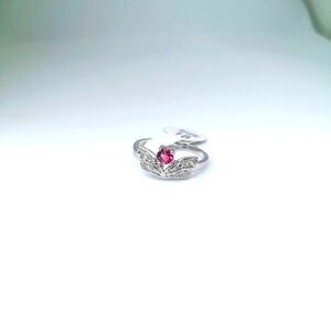 14k Real White Gold Plated Ring Silver Pink